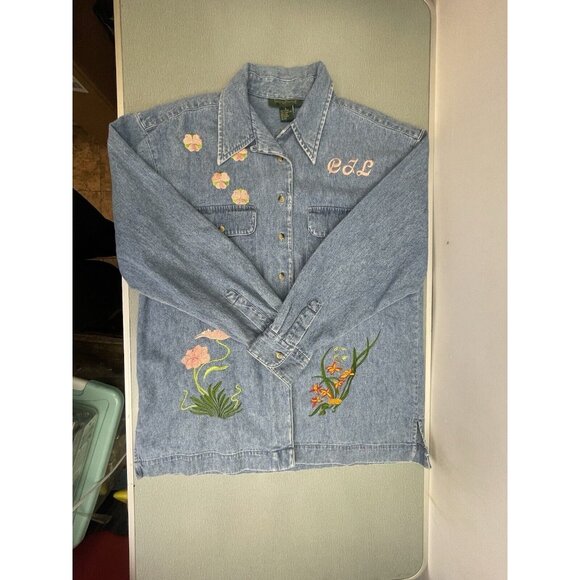 Harve Bernard Women's Blue Denim Button Up Shirt Size Large - Picture 11 of 16